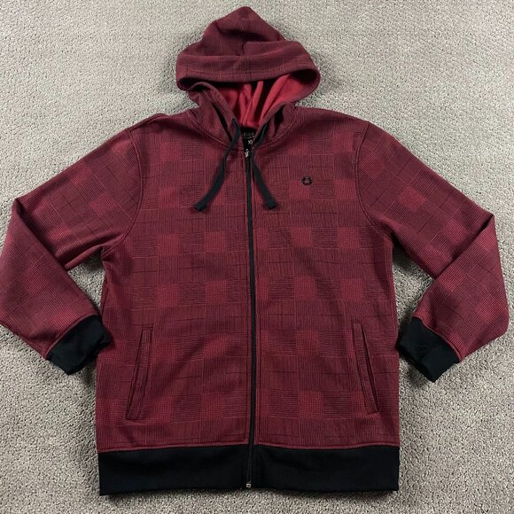 Vintage Southpole Hoodie Men's Medium Red Full Zip Y2K Hooded Sweatshirt - Picture 1 of 13